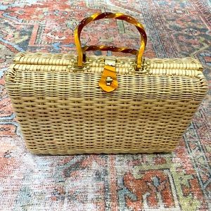 Vintage rattan basket purse